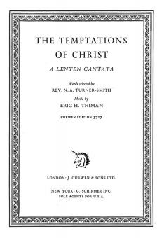 Thiman, E The Temptations Of Christ Vocal Score 