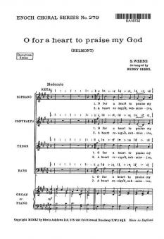 Webbe, S O For A Heart To Praise My God SATB/Piano 