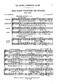 Callcott The First Twitter Of Spring SATB 