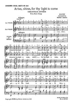 Elvey Arise, Shine, For Thy Light Is Come 2-Part/Piano 