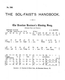 Hatton, J The Venetian Boatmen's Evening Song SATB Tonic Solfa 