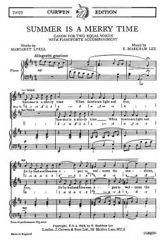 Markham Lee, E Summer Is A Merry Time 2-Part/Piano 