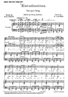 Lacome, P Estudiantina 2-Part/Piano 