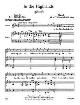 Armstrong Gibbs In The Highlands Voice and Piano 