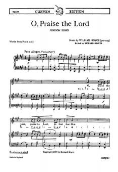 Boyce, W O Praise The Lord Unison/Piano 
