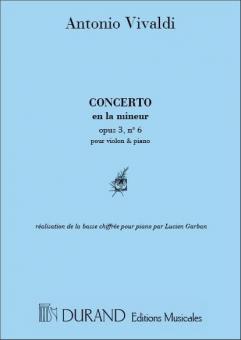 Concerto Op. 3 Nr. 6 En La M Violon/Piano 