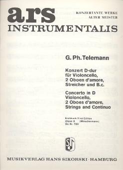 Konzert für obligates Violoncello, 2 Oboen d'amore, Streicher und Bc 