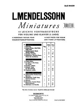 15 Miniatures for Violin and Piano Vol. 1 