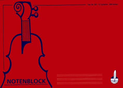 Notenblock Din A4 quer (29,7x21) 12 Systeme, 100 Blatt 