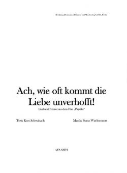 Ach, wie oft kommt die Liebe unverhofft 