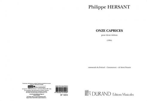 Onze Caprices (1994) pour Deux Violons 