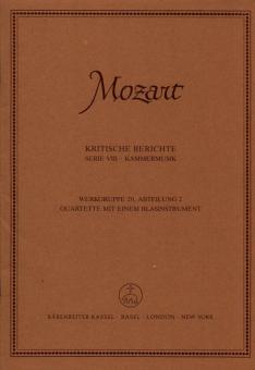 Quartette mit einem Blasinstrument - KRITISCHER BERICHT (NUR TEXT, KEINE NOTEN) 