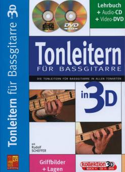 Tonleitern für Bassgitarre in 3D 