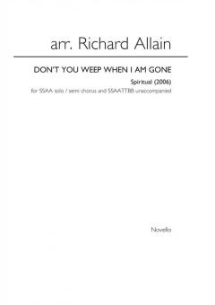 Don't You Weep When I Am Gone 