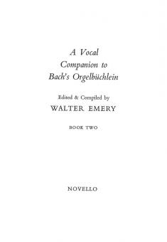 A Vocal Companion To Bach's Orgelbüchlein Book 2 