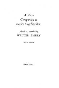 A Vocal Companion To Bach's Orgelbüchlein Book 3 