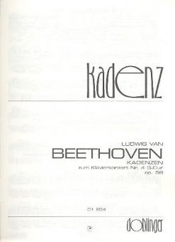 Originalkadenzen zu den Klavierkonzerten: Nr. 4 G-Dur op. 58 