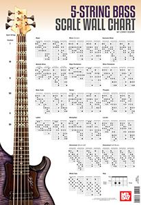 5-String Bass Guitar Scale Wall Chart 