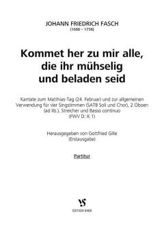 Kommet her zu mir alle, die ihr mühselig und beladen seid 