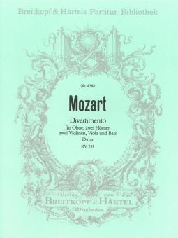 Divertimento D-Dur KV 251 "Nannerl-Septett" für Oboe, 2 Hörner, 2 Violinen, Viola und Bass 