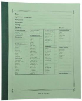 Notenumschlag Quart-Format mit Leinenrücken - grün 