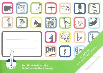 Notenheft Din A5 quer 6 Systeme mit Hilfslinien 