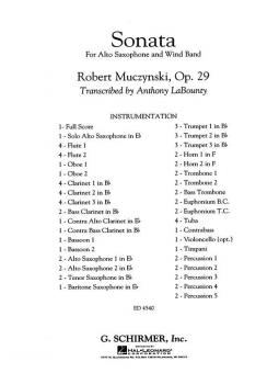 Sonata, Op. 29 For Alto Saxophone Standard