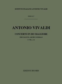 Concerto C Major Bassoon Strings Continuo Rv469 Score Fviii#16 T237 