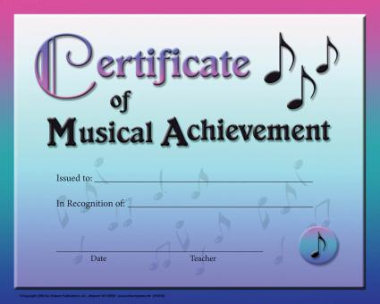 Certificate Of Musical Achievement 