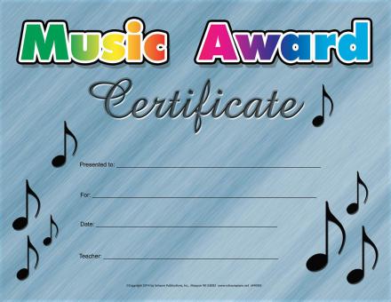 Music Award Certificate 