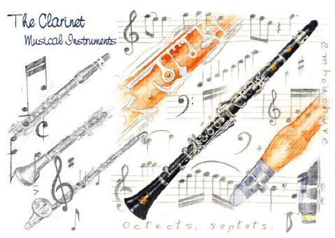 Greetings Card - Clarinet Design 