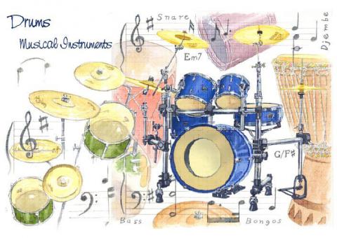 Greetings Card - Drum Design 