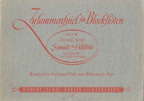 Sonate für Altblockflöte (Flöte) und Klavier (Cembalo) 