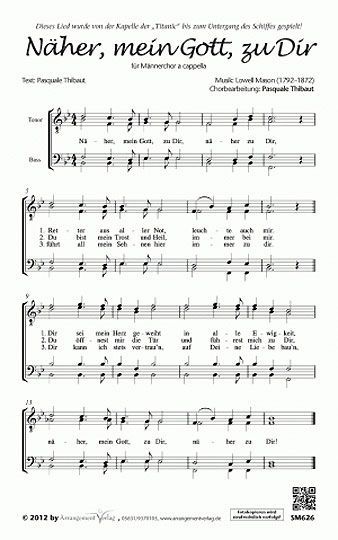 Näher, mein Gott, zu Dir von Lowell Mason » Männerchor Noten