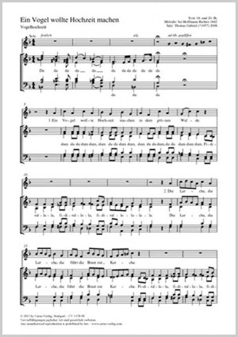 Ein Vogel Wollte Hochzeit Machen Thomas Gabriel Noten Fur Gemischten Chor Partitur