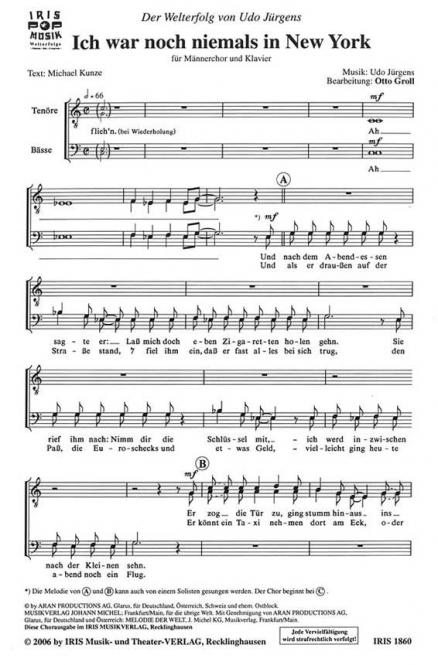 Songtext Ich War Noch Niemals In New York