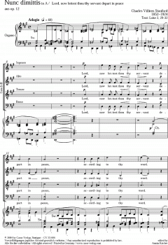 Nunc dimittis in A-Duraus op. 12 (Charles Villiers Stanford) 