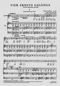 Vier ernste Gesänge op. 121 von Johannes Brahms 