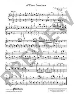 6 Wiener Sonatinen von Wolfgang Amadeus Mozart (Download) 