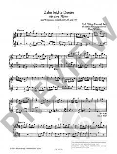 10 leichte Duette von Carl Philipp Emanuel Bach 