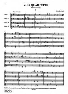 Vier Quartette von John Dowland 