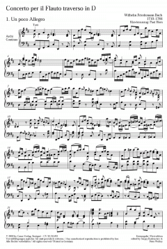 Flötenkonzert in D-Dur von Wilhelm Friedemann Bach im Alle Noten Shop kaufen