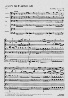 Concerto per il Cembalo in D-Dur von Carl Philipp Emanuel Bach 