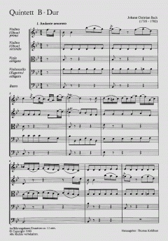 Quintett in B-Dur CW B Inc 5 von Johann Christian Bach 