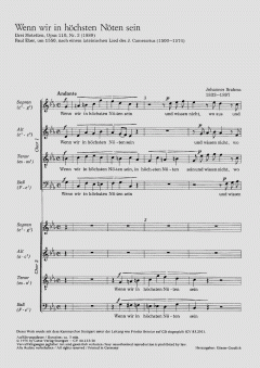 Wenn wir in höchsten Nöten sein (Johannes Brahms) 