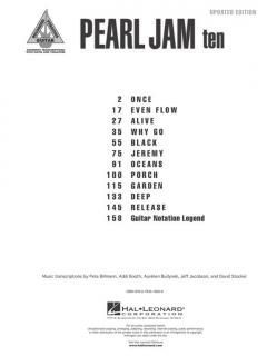 Pearl Jam Ten With Notes & Tablature 