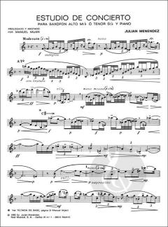 Estudio De Concierto, Saxofón Alto En Mib (O Tenor En Sib) Y Piano von Julian Menendez im Alle Noten Shop kaufen