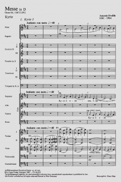 Messe in D-Dur op. 86 von Antonín Dvorák 
