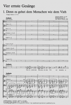 Vier ernste Gesänge op. 121 von Johannes Brahms 