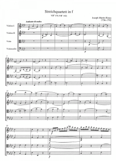 Streichquartett in f-Moll von Joseph Martin Kraus im Alle Noten Shop kaufen (Partitur)